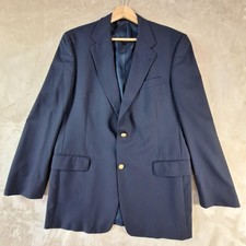 Hart Schaffner Marx Blazer Mens 46 Long Navy Blue Gold Buttons Made USA Filene's
