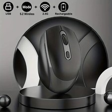 2.4G Rechargeable Dual Mode Wireless Mouse Bluetooth 5.2 USB Receiver Portab