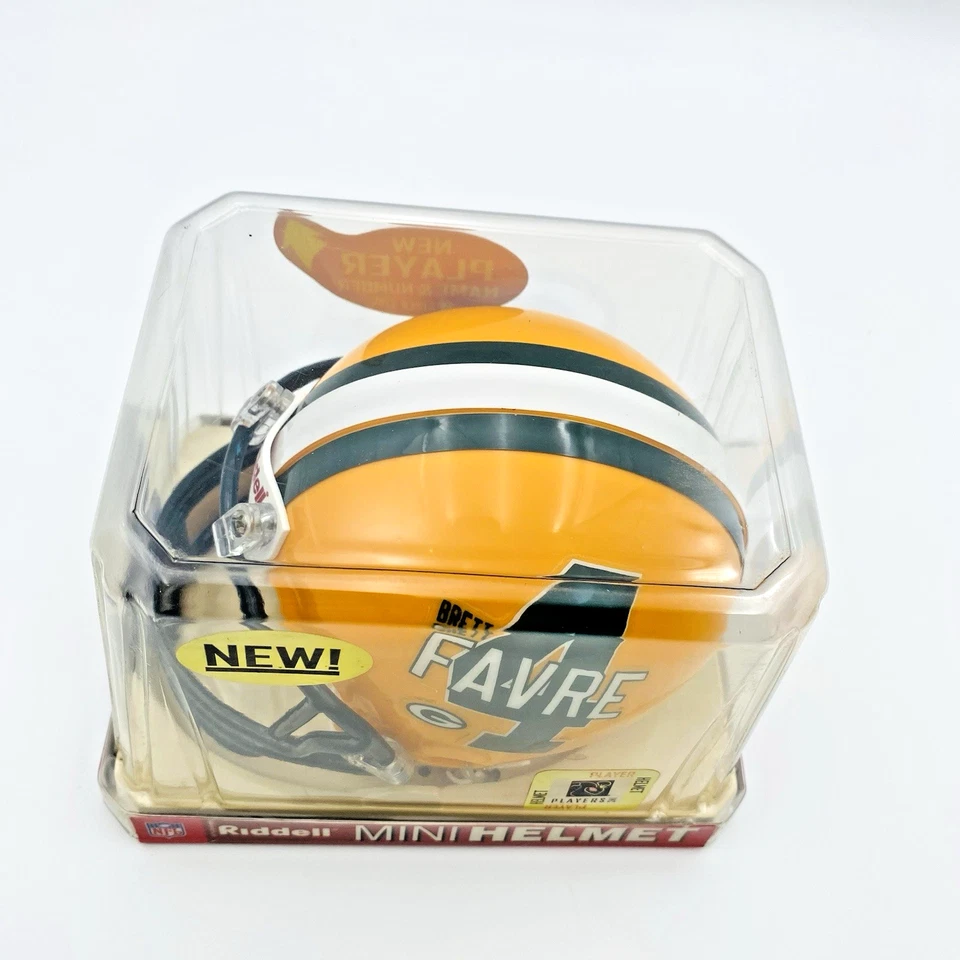 Riddell Brett Favre #4 Green Bay Packers Mini Casco de Fútbol Americano NFL De Colección Sellado Foto 2 de 4