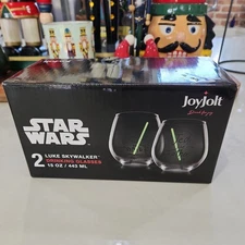 JoyJolt 2 Star Wars Luke Skywalker Drinking Glasses Stemless Wine Set 15 oz NIB