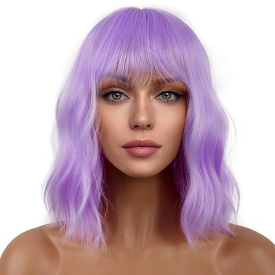 14'' Purple Curly Wavy Bob Wig for Women Cosplay Costume 120E638733