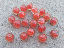 Vintage Cats Eye Marbles 5/8in Red LOT of 20 Swirl Marble 01
