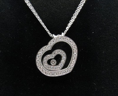 Chopard Happy Spirit Diamond Double Heart Necklace 18K White Gold 750