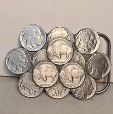 Vintage Buffalo Nickel Belt Buckle. The Great American Buckle Company 1988.