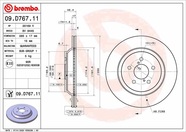 Brembo 2X Bremsscheiben Hinterachse Ø 285 InnenbelüFtet FüR Subaru XV Forester-image