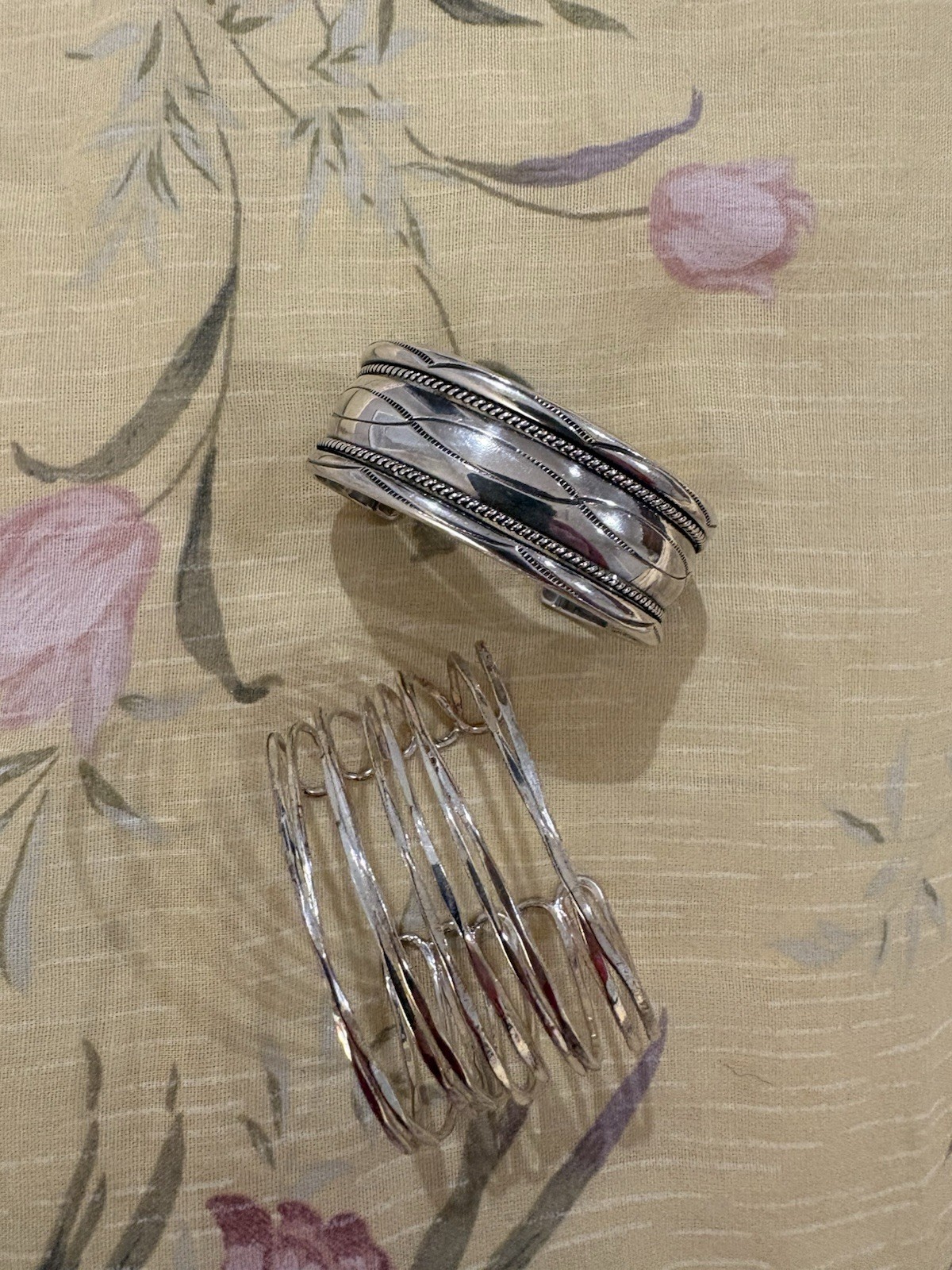 Two Beautiful Silver Cuff Bracelets - image 1