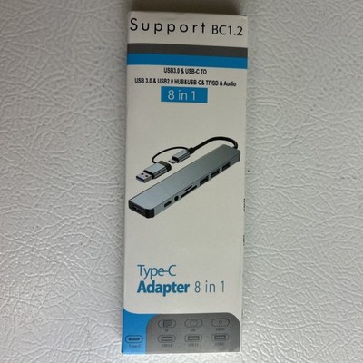8-in-1 USB-C Hub Adapter - Type-C to USB 3.0, SD/TF Card, Audio, Multi-Port Hub