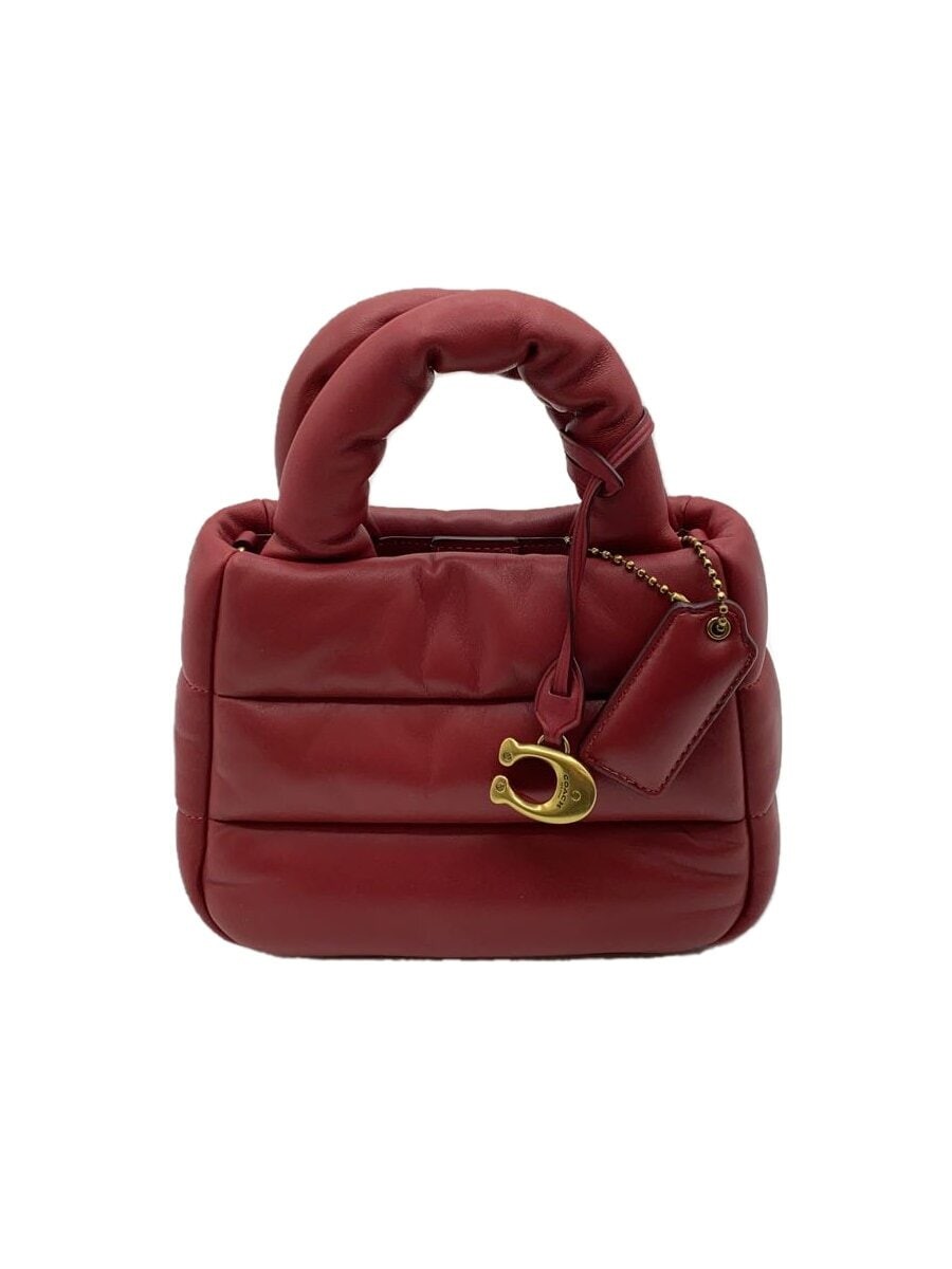 Coach Mini Pillow Tote Bag in Red Leather with Auth Card CL592