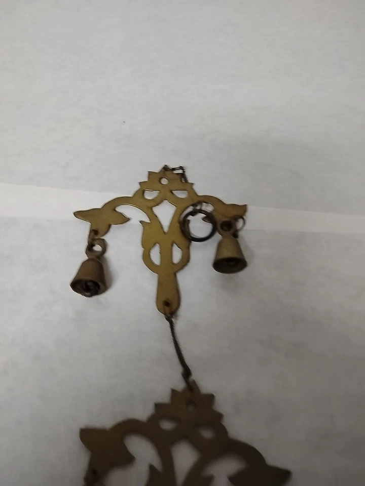 Carillón de viento de latón de colección colgante de pared 20" tres campanas de lágrimas decoración Foto 3 de 4