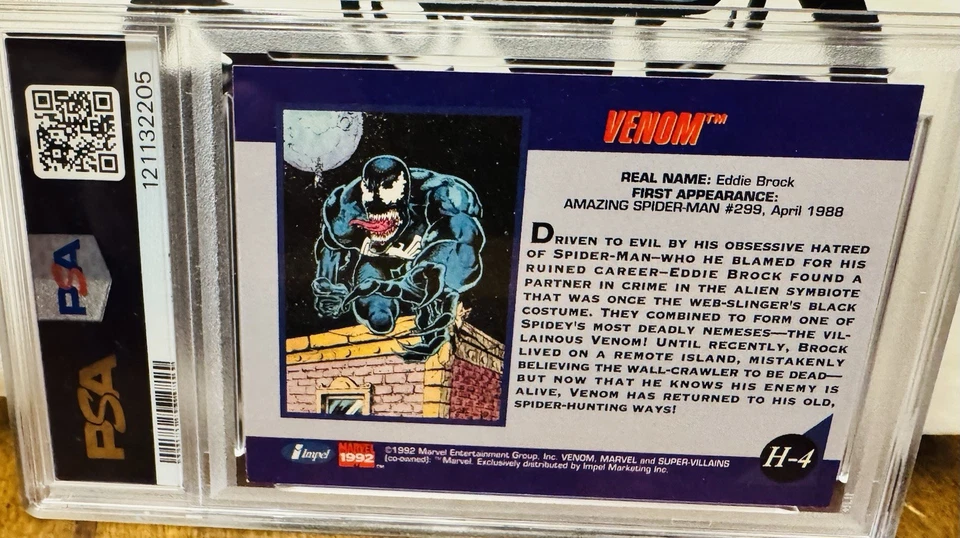 🔥🔥1992 Marvel Universe H-4 VENOM 全息图 🔥🔥PSA 7 近乎完好🔥🔥 — 第 2/2 张图片