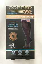 Copper Fit Unisex's Copper Infused Energy Compression Socks - EZ On&Off - Black
