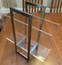 Vintage Milo Baughman Style Magazine Holder Lucite & Chrome Mid Century Modern