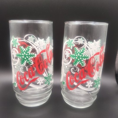 Set Of 2 Coca Cola Snowflake Drinking Glasses
