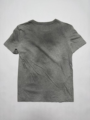 トップス 90s prada cotton fade tee (M) dark grey Vintage Prada Fall 2004 Faded Gray Distressed Embellished Logo