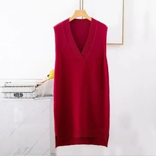 Autumn Winter Sleeveless Knitted Sweater Dress Women Vest Dress Women Long Vest