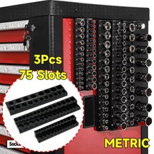 3pcs Magnetic Socket Organizer Storage Holder Set 14 38 12 Drive Metric