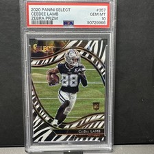 2020 Panini Select Ceedee Lamb RC Zebra Prizm Field Level Rookie Card PSA 10. rookie card picture