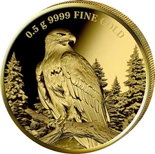 2025 Liberia $25 Golden Eagle 9999 Fine Gold Proof Coin Bird Wildlife WWF SCARCE