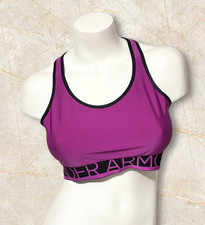 EUC WOMEN'S UNDER ARMOUR VIOLET / BLACK HEATGEAR RACERBACK SPORTS BRA SIZE XL