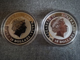 2 X 10 OZ Kookaburra 2014 Silbermünzen