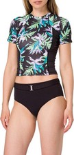 Hurley Damen Icon Leilani Rashguard Badeshirt Schwimmshirt, Schwarz/Blau, XS