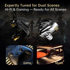IEM In Ear Earphones Hybrid 1DD 1BA HiFi Gaming Competitive with 2 Pin Cable