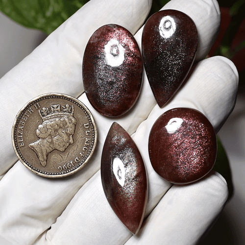 Nebula Spark ~ Lote de 4 piedras preciosas cabujón de 20 mm-30 mm de piedra solar púrpura natural nebulosa - Imagen 8 de 12