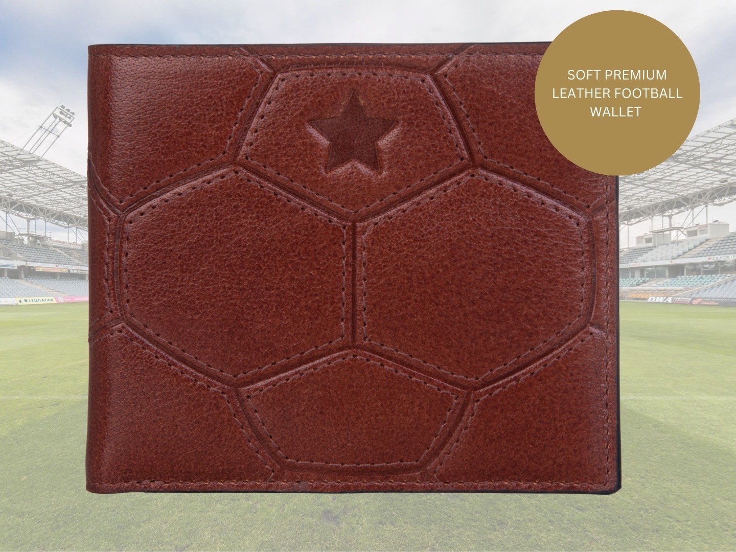 RRP £21.50 Mala Leather Mens RFID Wallet with Zip Coin Pocket - Vintage Football