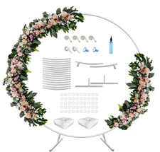 Anbaimei 7 Ft Round Wedding Arch Stand With Metal Base For Flower Balloon Decora
