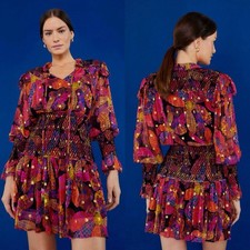 FARM RIO Black Heart Daisy Mini Dress Size Small