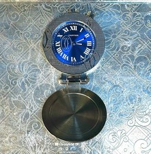 CARTIER Pasha 2753 Travel Clock Alarm blue dial Full Set 