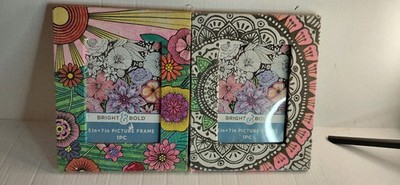Darice Bright & Bold fabric-wrapped picture frames floral & mandala patterns Set