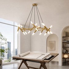 40'' Modern Gold Pendant 20 Light Sputnik LED Chandelier for Living Room Fixture