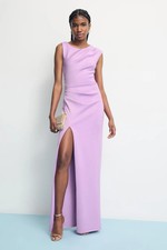 Black Halo Eve Braden Gown Purple Maxi Thigh-High Slit Cut Dress Size 8, Rt 495