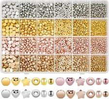 selizo 2160 Pieces Gold Spacer Beads Set, Assorted Bracelet Beads for DIY Jewelr