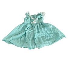 Vintage Girls Dress White Blue Gingham Plaid Ruffles