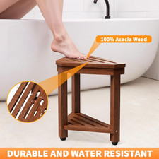 Shower Foot Rest 15 In, Acacia Shower Stool for Shaving Legs,Corner Bath Show...
