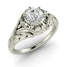 3Ct Art Deco Floral Style LabCreated Diamond Antique Engagement 14K Gold FN Ring