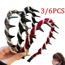 Vintage High Cranium Artificial Pearl Hairband,Elegant Pearl Headbands for Women