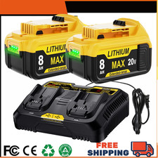 US For DeWalt 20V 20 Volt Max 8.0AH Lithium Ion Battery DCB206-2 DCB205 DCB200-2