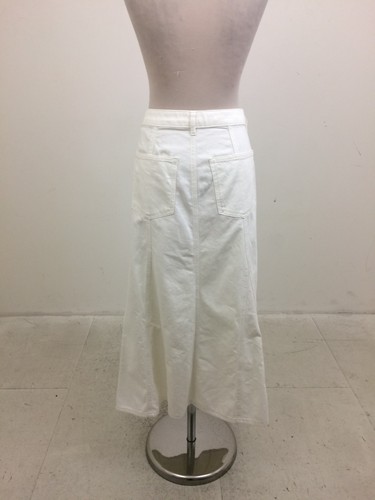 M&S Women's Skirt Size 16 Short Ecru Denim Pockets Godet Maxi Used F1 - Picture 4 of 12
