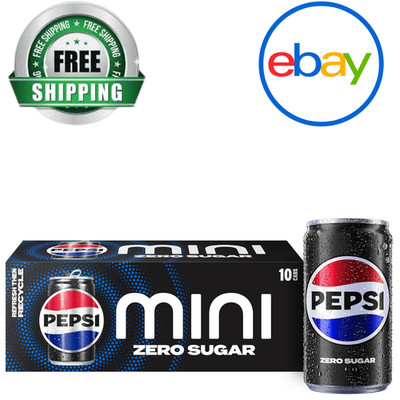 Pepsi Zero Sugar Mini Cans 7.5oz 10 Pack Diet Cola Refreshing Soda Drink
