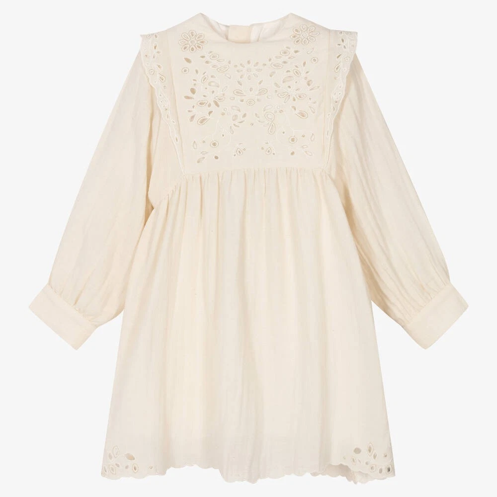 green emerald velvet dress Chloé Kids baby girl's gray dress with CHLOE' KIDS logo print main image 1