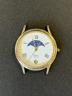 Vintage Timex Moon Phase Watch Unisex Gold Tone Leather Date New 🔋