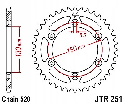 Pignon arrière moto cross 51 dents compatible Yamaha WRF YZF YZ 1999 à 2020