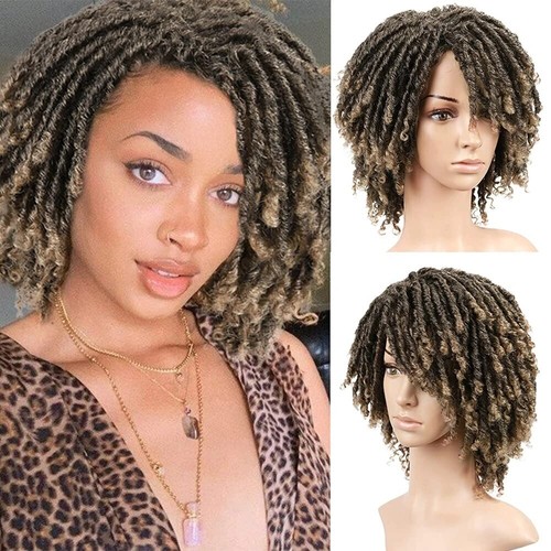 Short Dreadlock Wigs Ombre Brown Bob Synthetic Heat Resistant Wigs Full Sexy Cos - 第 1/17 張圖片