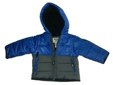 OshKosh Boys 12M Hooded Winter Puffer Jacket Coat Blue Gray