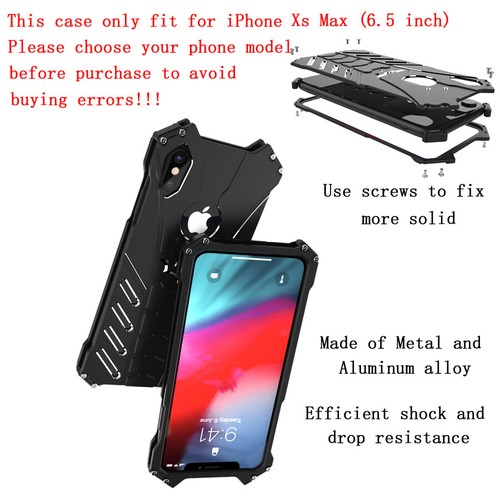 Bat Style Tough Aluminum Metal Case For iPhone Xs Max (6.5"), Shockproof Cover - Picture 2 of 9