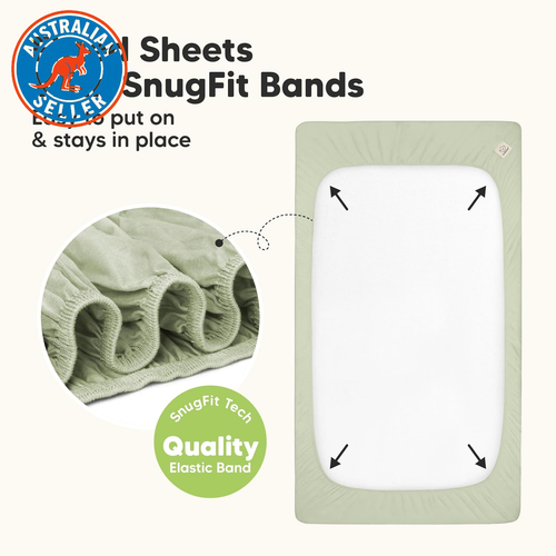 Waterproof Crib Sheets for Boys, Girls - 2-Pack Bamboo Fitted Cot Sheet, Waterpr - Picture 6 of 12