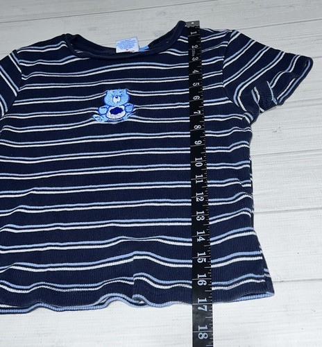 Care Bears Grumpy Embroidered Patch Blue Striped Baby Crop Tee T Shirt Large L - Picture 6 of 7